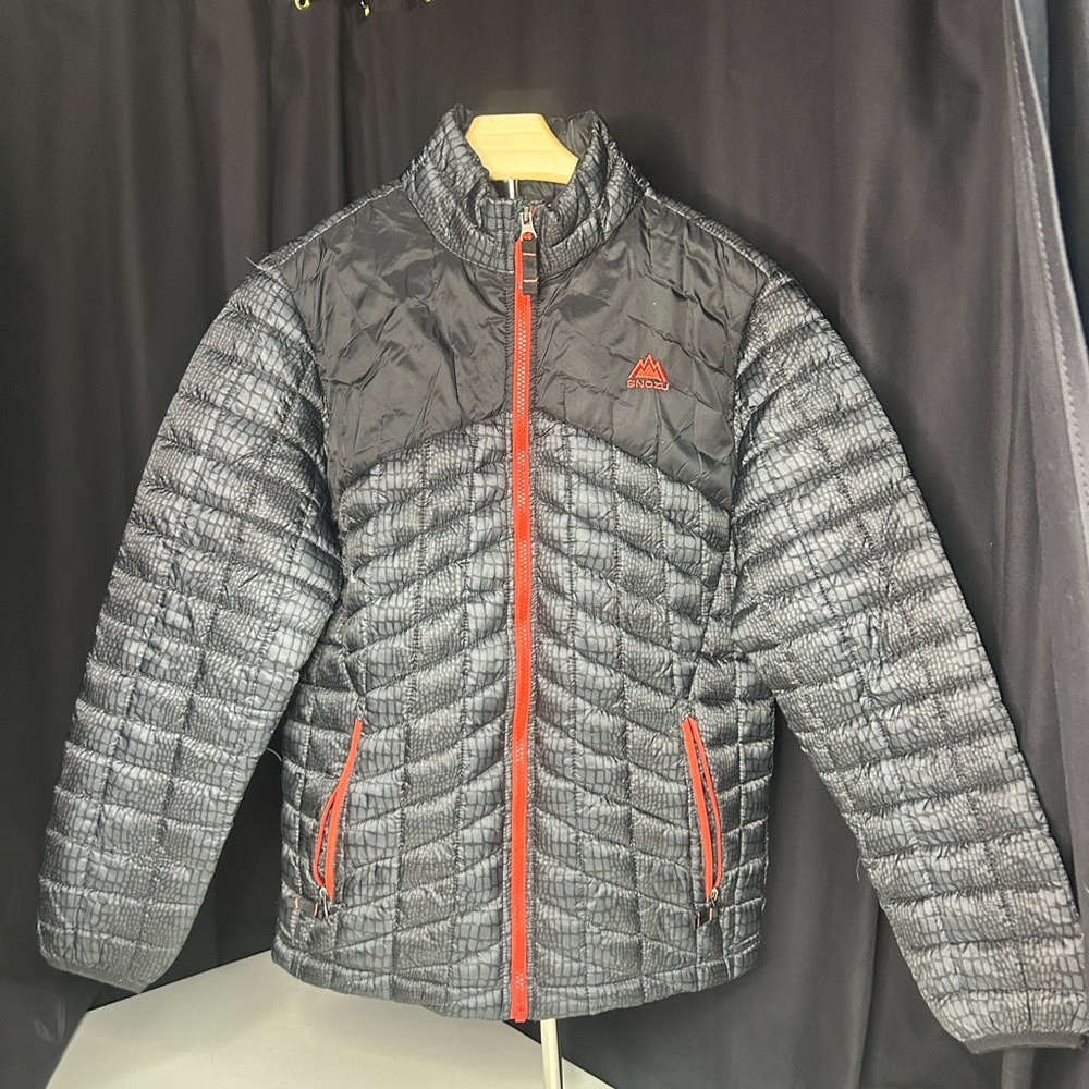 Snozu Kids Puffer Jacket - Black with Red Accents